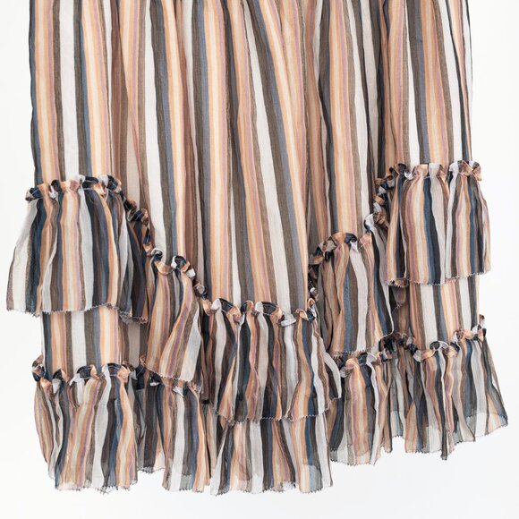 Derek Lam 10 Crosby Orange Striped Silk Ruffle Mini Skirt - Picture 5 of 9